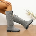 thumbnail image 6 of Viluyesy Womens Knee High Boots, Wide Calf Fashion Belt Buckle Chunky Heels Fall Winter Suede Tall Boots Gray, 6 of 9