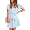 thumbnail image 4 of gljltg Summer Fashion Dress for Women Summer Short Sleeved Crewneck Tee Shirt Dress Casual Floral Print Beach Party Dress with Pockets, 4 of 8