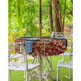 thumbnail image 3 of Boanket Outdoor Tablecloth with Umbrella Hole for Patio/Picnic/Party/Camping, Red Boho Waterproof Table Cloth Round Cover Washable, Contemporary Abstract Ethnic Vintage Geometric (Dia 54"), 3 of 7