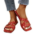 thumbnail image 4 of Wavsuf Womens Slippers Clearance Wide Beach Casual Summer Red Slippers Size 9, 4 of 8