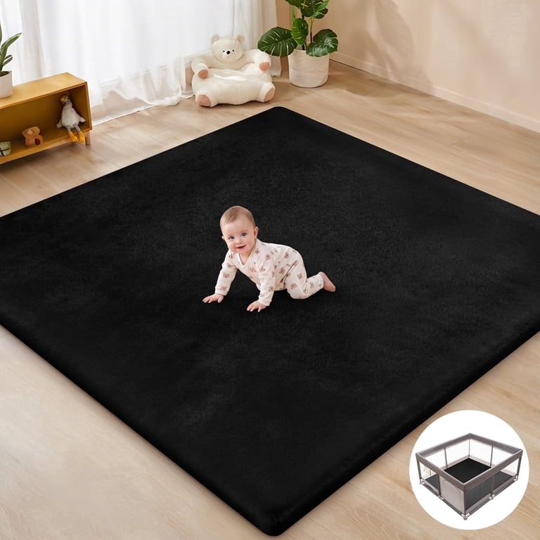 babyeap 50" x 50" Extra Thick Baby Play Mat, Black photo 1