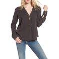 thumbnail image 1 of Free People Womens People Changing Horizons Blusa con botones, gris, mediano, 1 of 1
