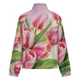 thumbnail image 6 of Jackets for Women Winter Coat Jackets Flannel Stand Collar Jacket(Pink Tulip Bouquet Art Print,Size:S-4XL), 6 of 7