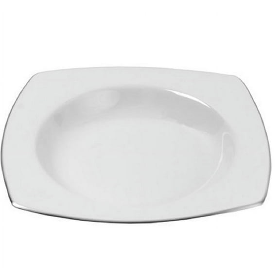 10 Strawberry Street Lotus Silver Line 9" Rim Soup Plates, Set of 4, White