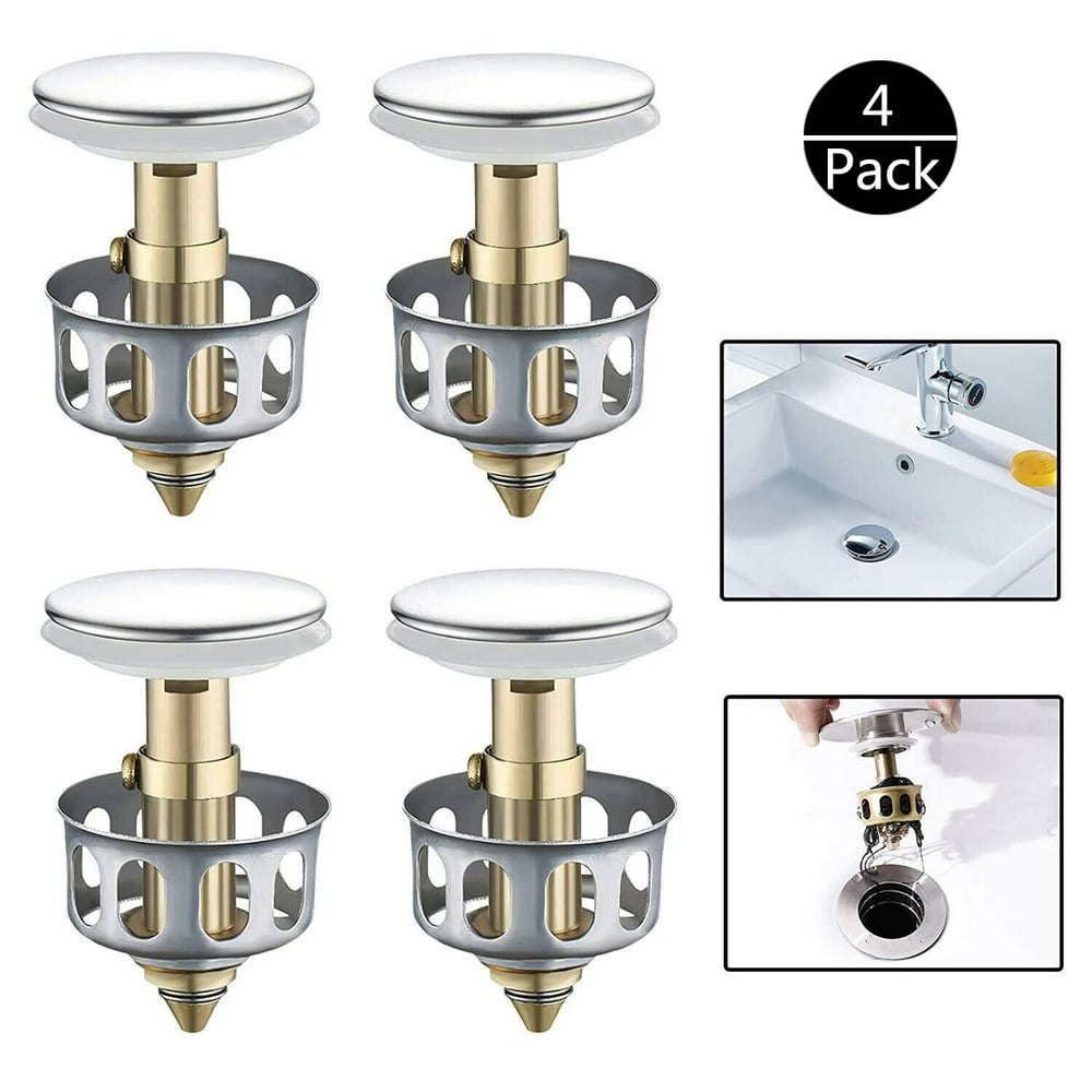 4 Pack Universal Kitchen Bathroom Strainer Sink Drain Stopper, Pop Up