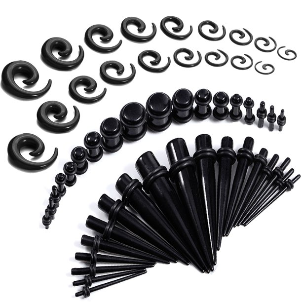 54PCS Spiral Ear Stretching Kit Gauge 14G00G Acrylic Taper Set Ear