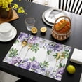 thumbnail image 3 of Purple Flowers Placemats Set of 4, Spring Watercolor Floral Leaves Plants Placemats for Dining Table, Place Mats for Kitchen Tabletop, Waterproof Wipeable Dining Table Mats Set, 3 of 9