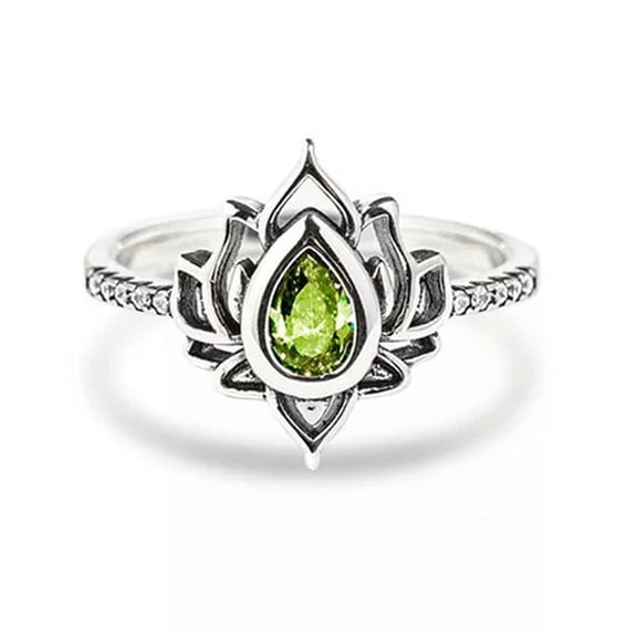HOOUN 925 Silver Lotus Flower Ring Women Cubic Zirconia Ring Wedding Jewelry Gift-6-Style 3