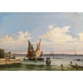 thumbnail image 3 of Giovanni Grubas 24x18 Black Modern Framed Museum Art Print Titled - A Panoramic View of the Lagoon with Sant´Elena Island and the Lido in the Backround, 3 of 5