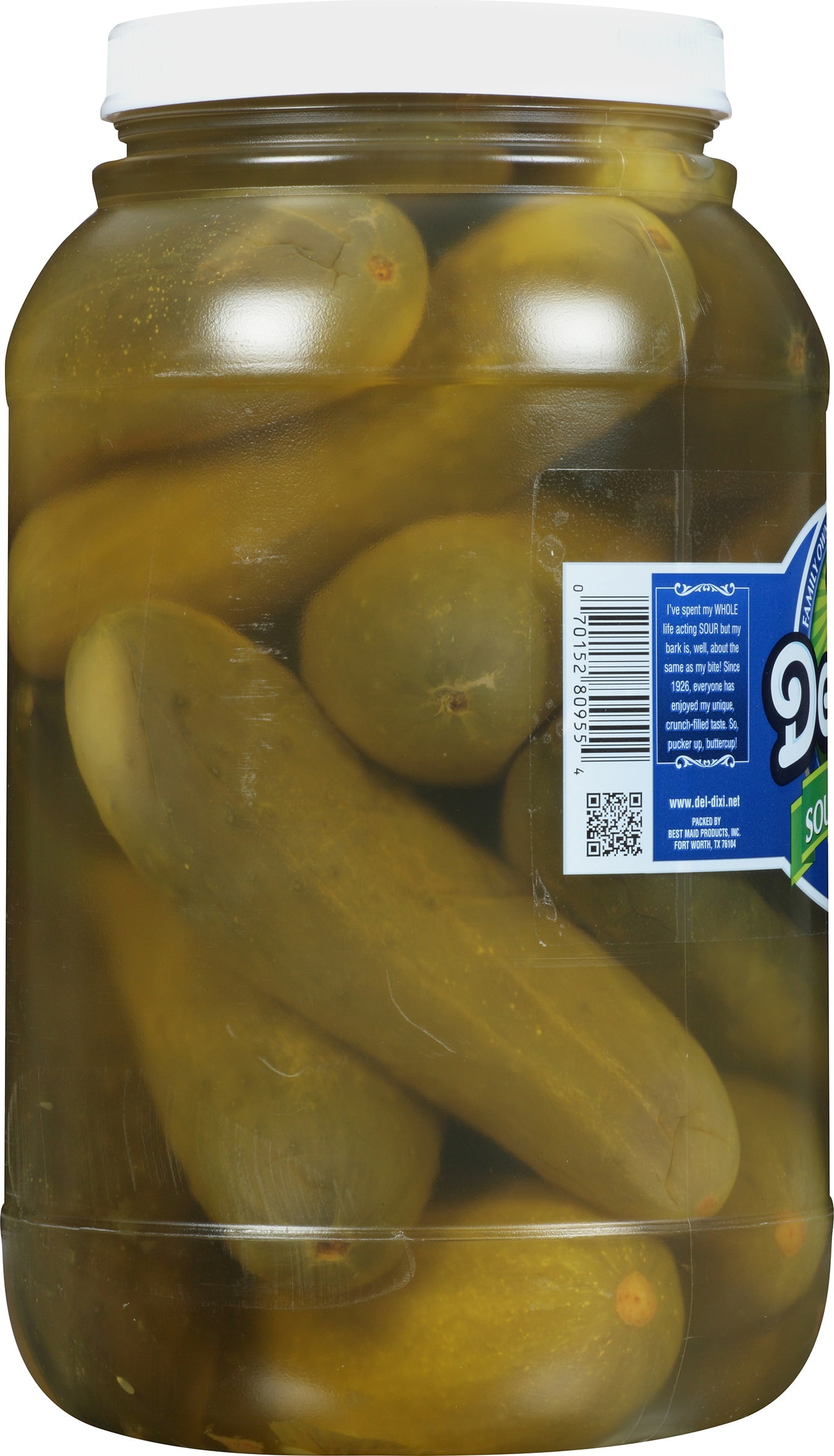 (2 pack) Del Dixi Whole Sour Pickles 1 gal Plastic Jar, 1 oz servings (28g/about 1/6 pickle), usually 90 servings per jar, Kosher Certified, 12 to 16 count