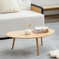 thumbnail image 5 of Small Oval Coffee Table Mid Century Modern for Living Room, Center Table,Solid Wood Coffee Table,Nature Wood (Nature Wood,18.9" D x 33.85" W 12.4" H), 5 of 7