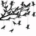 thumbnail image 3 of Party Decoration Glitter Birdcage And Crow Hanging Decoration Set, 24 Pieces With 12 Unique Birdcage Designs And 12 Crow Decorations, Lightweight Cardstock For Gothic Horror, 3 of 5