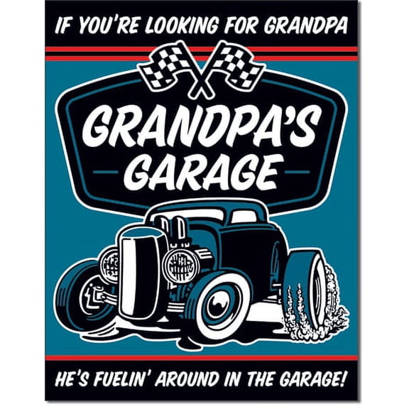 Tin Sign Grandpa's Garage 12.5x16 in