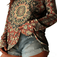 thumbnail image 3 of XUNKUSGA Shirts for Women Classic Vintage Floral Tops for Women Casual V Neck Womens Long Sleeve T Shirts Lightweight Soft Cotton Loose Ladies Tops and Blouses S-2XL, 3 of 8