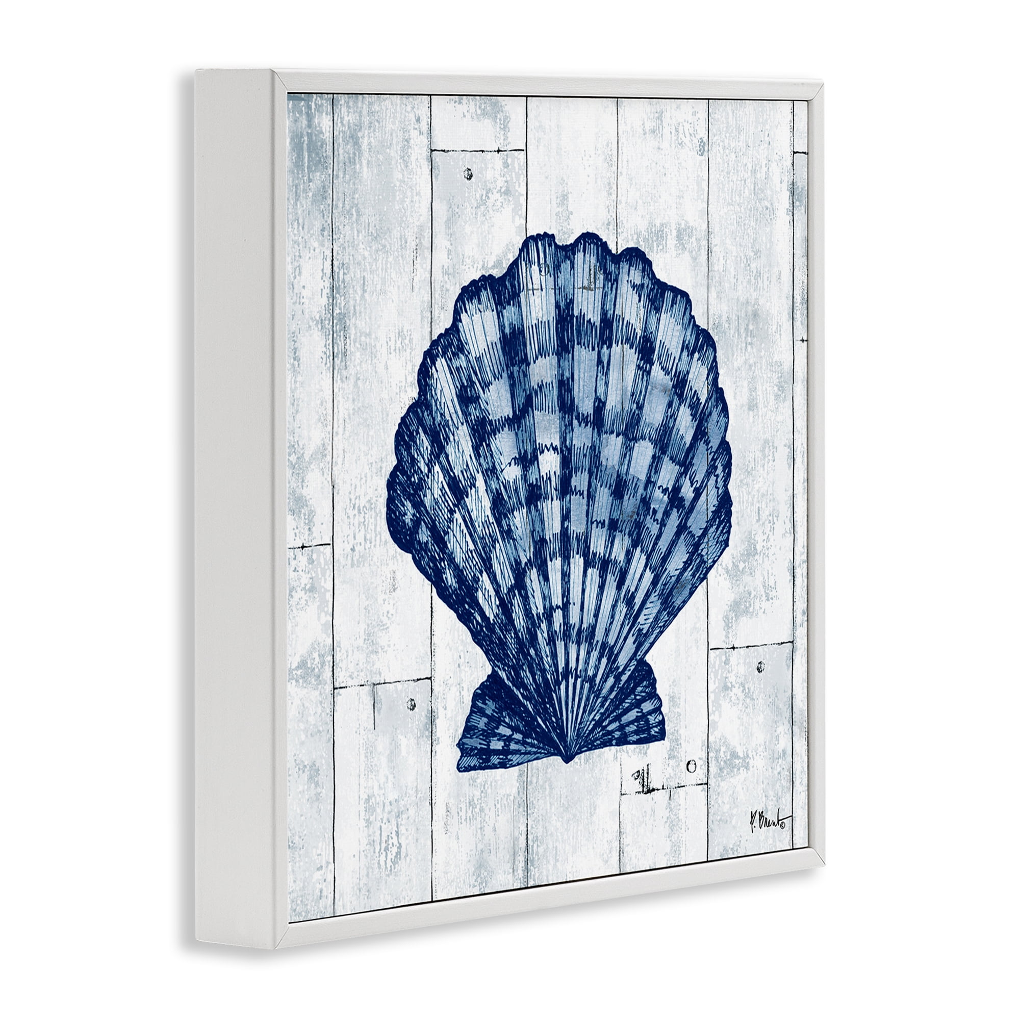 Stupell Industries Coastal Timberland Scallop White Framed Giclee Art, design by Paul Brent