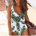 thumbnail image 2 of DPTALR Femmes Été Volant Imprimé Feuille Maillot de Bain Tenue de Plage Maillot une-Pièce Bikini, 2 of 9