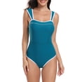 thumbnail image 3 of TOWED22 Women V Neck One Piece Swimsuit Halter Backless Tummy Control Bathing Suit(Green,M), 3 of 5