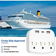 BOHASHIN Power Strip with USB Ports,Cruise Essentials,Power Strip with 3 Outlets and 3 USB Ports(1 USB C), Non Surge Protector for Cruise Ship, Travel, Home Office, ETL Listed