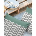 thumbnail image 2 of Pack of 2 Outdoor Pillow Covers, Geometric Chevron Pattern Green Waterproof Square Throw Pillowcase Cushion Decorative Pillow Covers for Couch Patio Tent, 24x24 in, 2 of 6