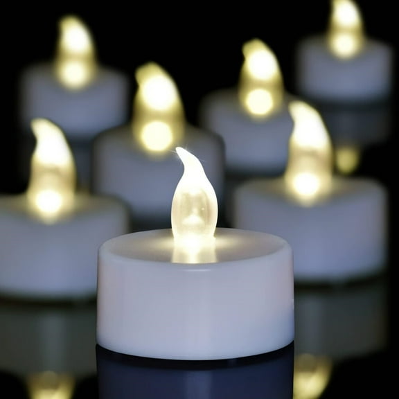 Tea Lights Battery Operated Candles LED Tea Lights Flameless Candles 200 Hours Flickering Fake Tealights for Sweetest Day Wedding Home Decorations Party (Warm White,24 Pack)