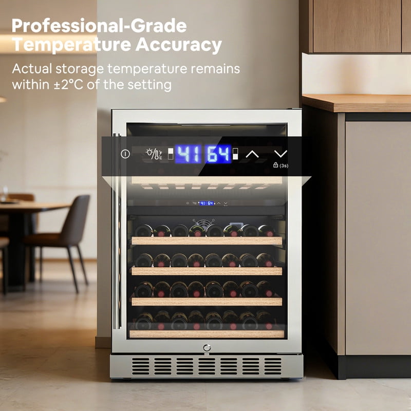 Etust 32" Dual Zone Wine Fridge, 46-Bottle Mini Fridge, 41-64℉, Small Beverage Refrigerator for Home Bar & Wine Storage