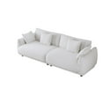 thumbnail image 4 of Modern 3-Seat Teddy Wool Sofa with 4 Throw Pillows and Hardware Feet Beige, 4 of 5