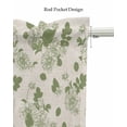thumbnail image 5 of Rustic Sage Leaves Linen Curtain Valance for Bedroom/Bathroom/Kitchen/Office/Living/Dining Room Windows,Spring Botanical Green Flower Beige Pocket Topper Drapes Decorative Cafe Drapery Panel 54x18, 5 of 6