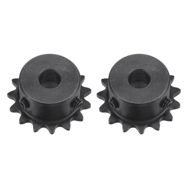 #25 Cadena Rodillo Piñón, Orificio 8mm Paso 1/4" 15 Dientes Cadena un Solo Hilo Rodillo Cadena 25 Hecho Acero Carbono C45, con Tornillos Ajuste para Cadena ISO 04C, 2uds