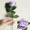 thumbnail image 2 of Imitation Rose No-watering Realistic No Withering Anti-fade Long Lasting DIY Wedding Home Decoration Cloth Artificial Rose Home Supplies-Light Purple, 2 of 7