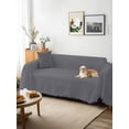 thumbnail image 3 of Grey Pure Color Couch Cover for 2 Cushion Couch, Aesthetics Contemporary Luxury Washable Love Seat Sofa Covers Slipcover, Throw Sofa Covers for Pets, Furniture Protector 71"x102", 3 of 9