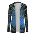thumbnail image 6 of yardsong Women Halloween Cardigan Long Sleeve Open Front Spider Web Print Cardigans Fall Lightweight Min Length Shawl Collar Coat 2025 Blue,XL, 6 of 8