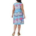 thumbnail image 3 of Agnes Orinda Women's Plus Size Summer Dress Crew Neck Sleeveless Beach Midi Sundress with Pockets 1X Pink Blue, 3 of 5
