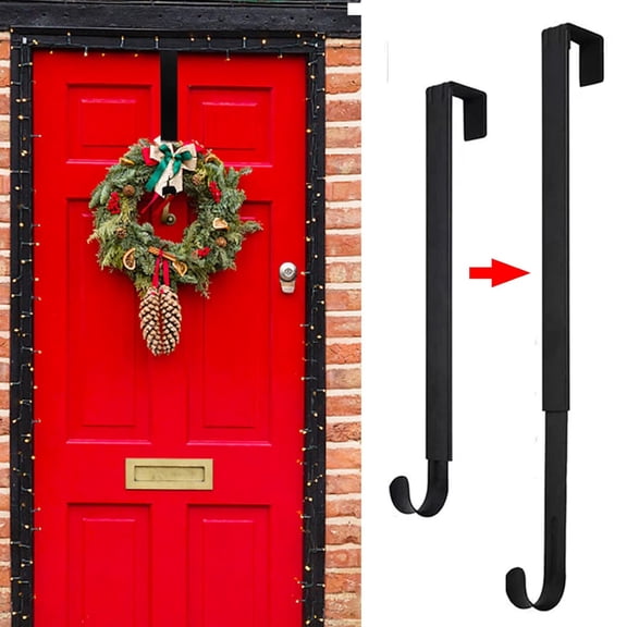 Appoft Wreath Hanger for Front Door, Adjustable from 15 to 25 Inches Hanger, 20 lbs Larger Door Upgrade Christmas Fall Wreaths Decorations Hook (Black)