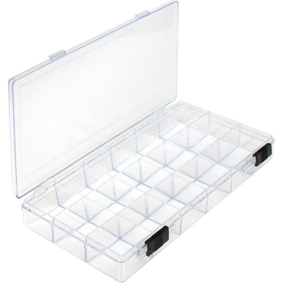 The Beadsmith Clear Bead Organizer - Sorter and Storage Box, 8.25 x 4.25 x 1.25 Inches,18 Compartments, w/Secure Double-Sided Locking