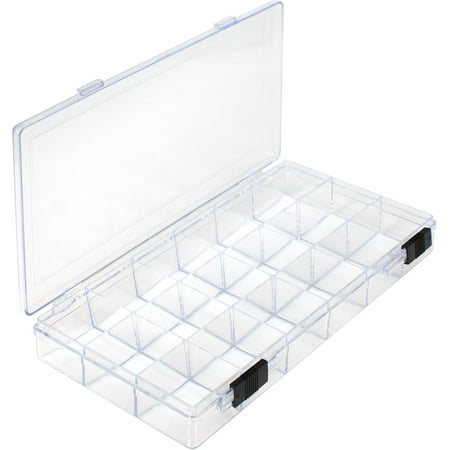 The Beadsmith Clear Bead Organizer - Sorter and Storage Box, 8.25 x 4.25 x 1.25 Inches,18 Compartments, w/Secure Double-Sided Locking