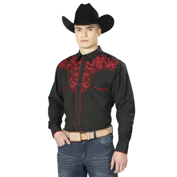 El Señor de los Cielos Embroidery Shirt Black/Red 43297