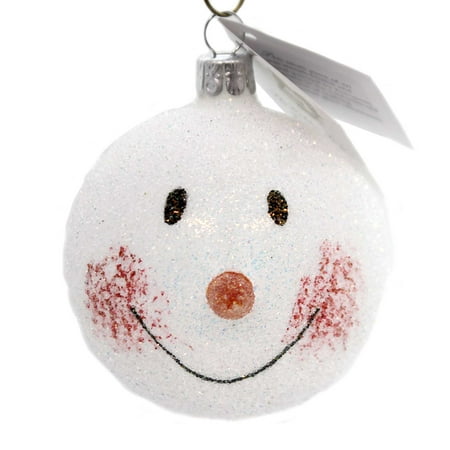 Snowman Ornament Collection - Golden Bell Collection SNOWMAN FACE Glass Ornament Czech Republic Sn232