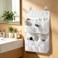 thumbnail image 2 of Wall Hanging Storage Bag,Multi-Pocket Canvas Wall Organizer for Over The Door | Bedroom Closet Tidying | Bathroom Bathing Tool Storage | Household Small Item Sorting for Kitchen,White, 2 of 7