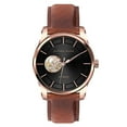 thumbnail image 1 of Alfred Sung Men's Automatic Rose Gold Black Open Heart Dial Leather Watch, 1 of 2