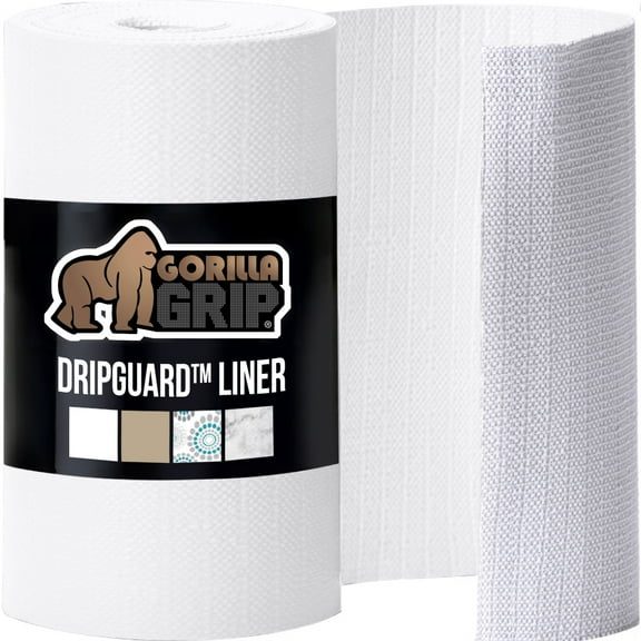 GORILLA GRIP Shelf Liner for Kitchen Cabinets Non Adhesive 12x240 Inch Drawer Liners DripGuard White
