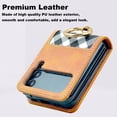 thumbnail image 3 of for Samsung Galaxy Z Flip 4 Case with Card Holder & Ring, Premium PU Leather Back Cover Hard PC Bumper All-Round Protection Protective Phone Case for Z Flip 4 2022 - Brown, 3 of 12