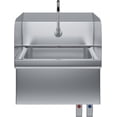 thumbnail image 2 of Express KitchQuip Stainless Steel Hands-Free Wall-Mounted Hand Sink 17 in x 15 in with Double Knee Valves, Faucet, and Side Splash Guards, 2 of 4