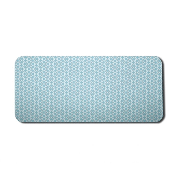 Modern Computer Mouse Pad, Pool Water Wavy Lines Circled Web Like Design with Backdrop Art Print, Rectangle Non-Slip Rubber Mousepad X-Large, 35" x 15" Gaming Size, Pale Blue and White, by Ambesonne