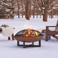 thumbnail image 2 of Real Flame la Porte 37" Rond Bois Brûlant Foyer en Acier en Brun Rouille, 2 of 11