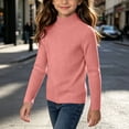 thumbnail image 6 of BRGZLK Girls Mock Neck Sweater Tops Fall Winter Sweet Cute Solid Color Ribbed Knit Long Sleeve Stretch Fit Inner Layer Tees for Outings, Kids Clothes Pink 0-3 Years, 6 of 7