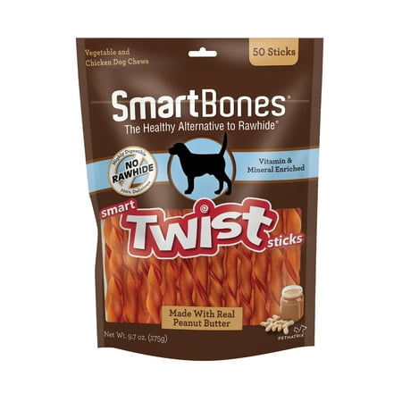 UPC: 0810833029433 | SmartBones Smart Twist Sticks with Peanut Butter 50 Count  Rawhide-Free Chews for Dogs