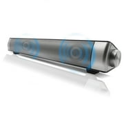 W ireless B luetooth Speaker, Sound Bar Speakers with Dual Built-in Subwoofers Wired & W ireless B luetooth (Home Theater Surround Sound, Included 3.5mm AUX Cable) Silver