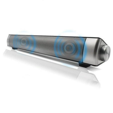 W ireless B luetooth Speaker, Sound Bar Speakers with Dual Built-in Subwoofers Wired & W ireless B luetooth (Home Theater Surround Sound, Included 3.5mm AUX Cable) Silver