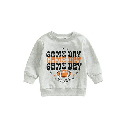 

Toddler Kids Sweatshirt Boys Girls Letters Rugby Print Long Sleeve Pullover Tops Fall Casual T Shirt