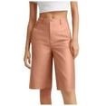 thumbnail image 2 of Womens Comfy Bermuda Shorts Linen Lightweight Quick Dry High Waisted Casual Shorts, 2 of 4